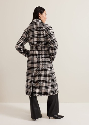 Phase Eight Cassie Check Wool Coats Black/White USA | 7354892-ZP